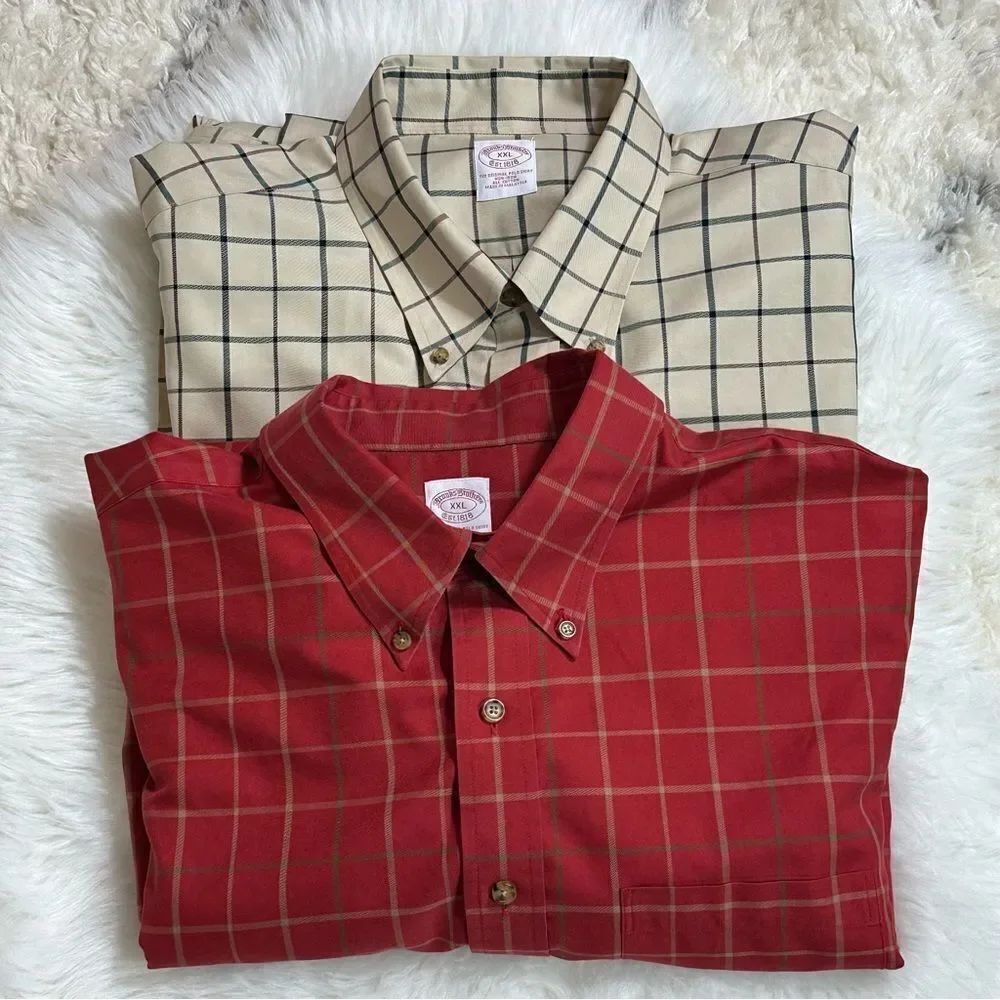 Brooks Brothers Red and Cream Casual Button Down Shirts